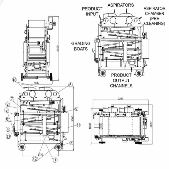 Combo screen cleaner and grader TEM-001